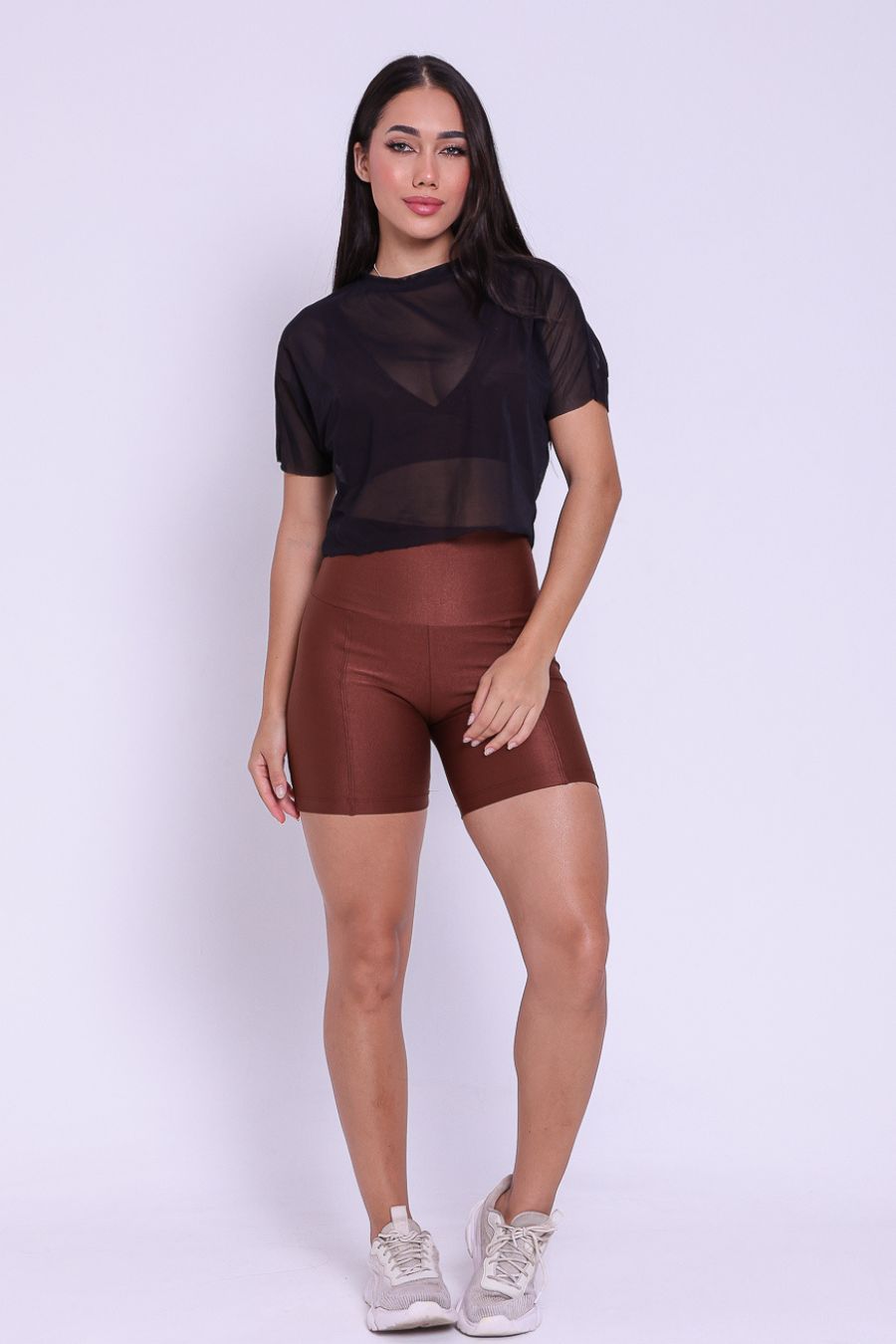 Blusa Cropped Tule Preto