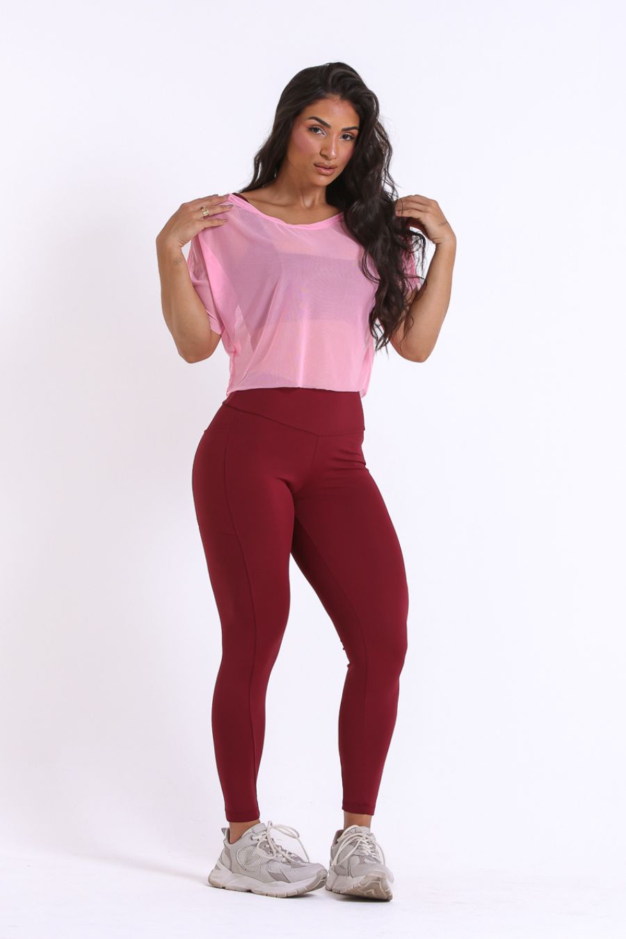 Blusa de Tule Rosa Curta