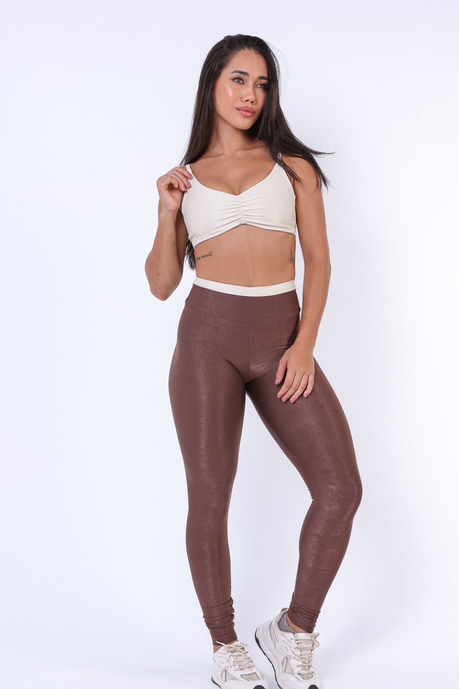 Conjunto Canelado de Compressão Chocolate algodão 02