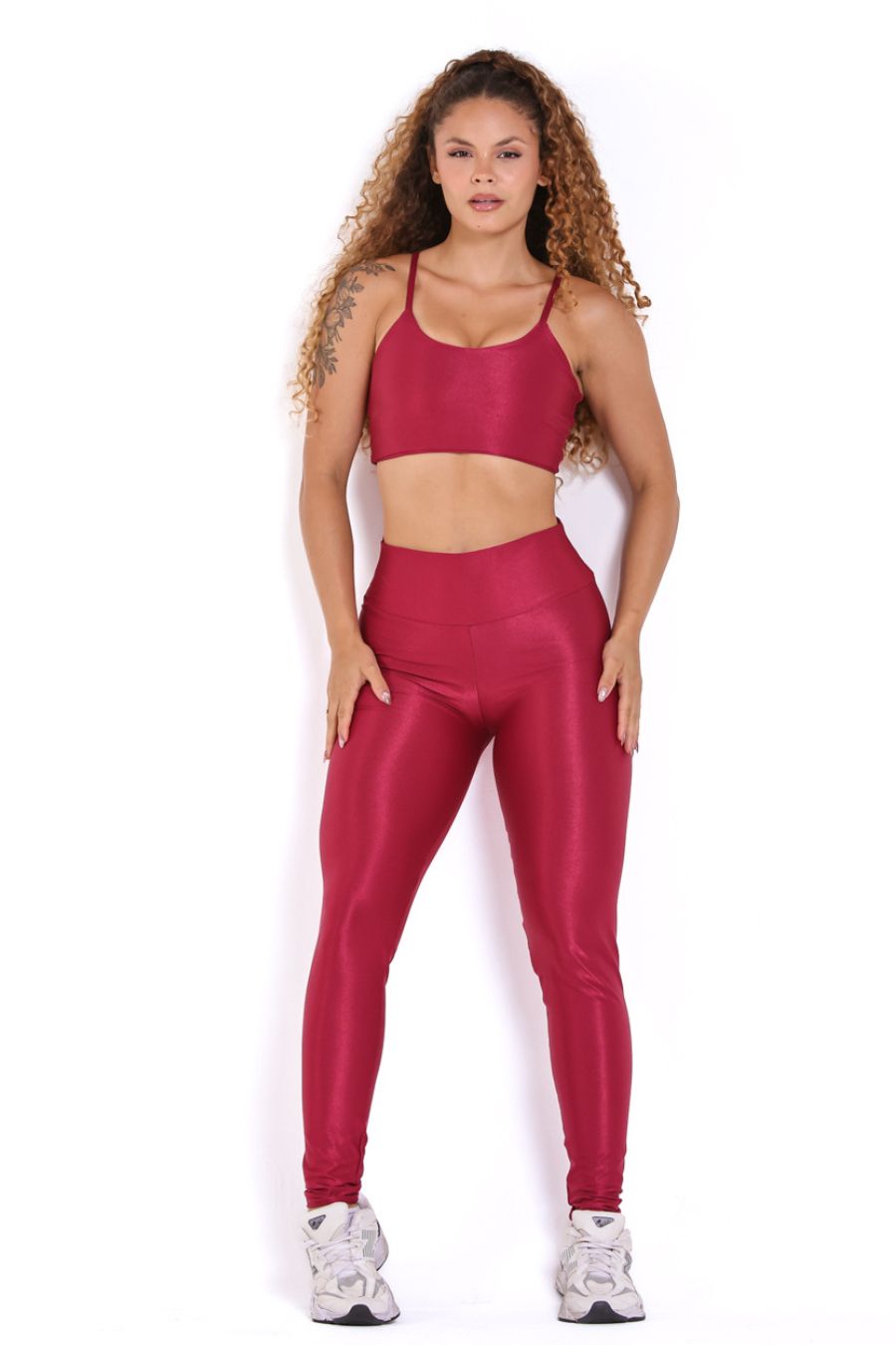 Conjunto Legging Compressão Vinho FAIXA