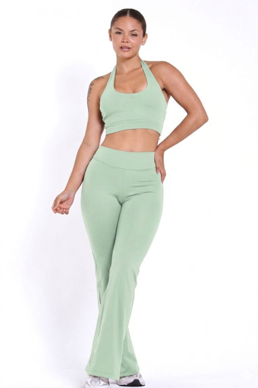Conjunto Poliamida Calça Flare + Frente Única
