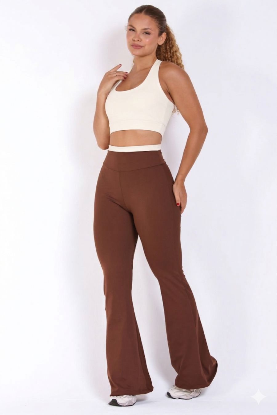 Conjunto Poliamida Calça Flare + Frente Única Bicolor