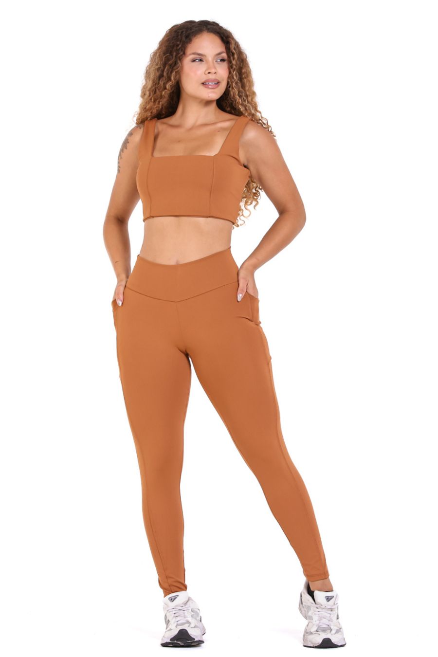 Conjunto Poliamida com Bolso Mostarda Queimada