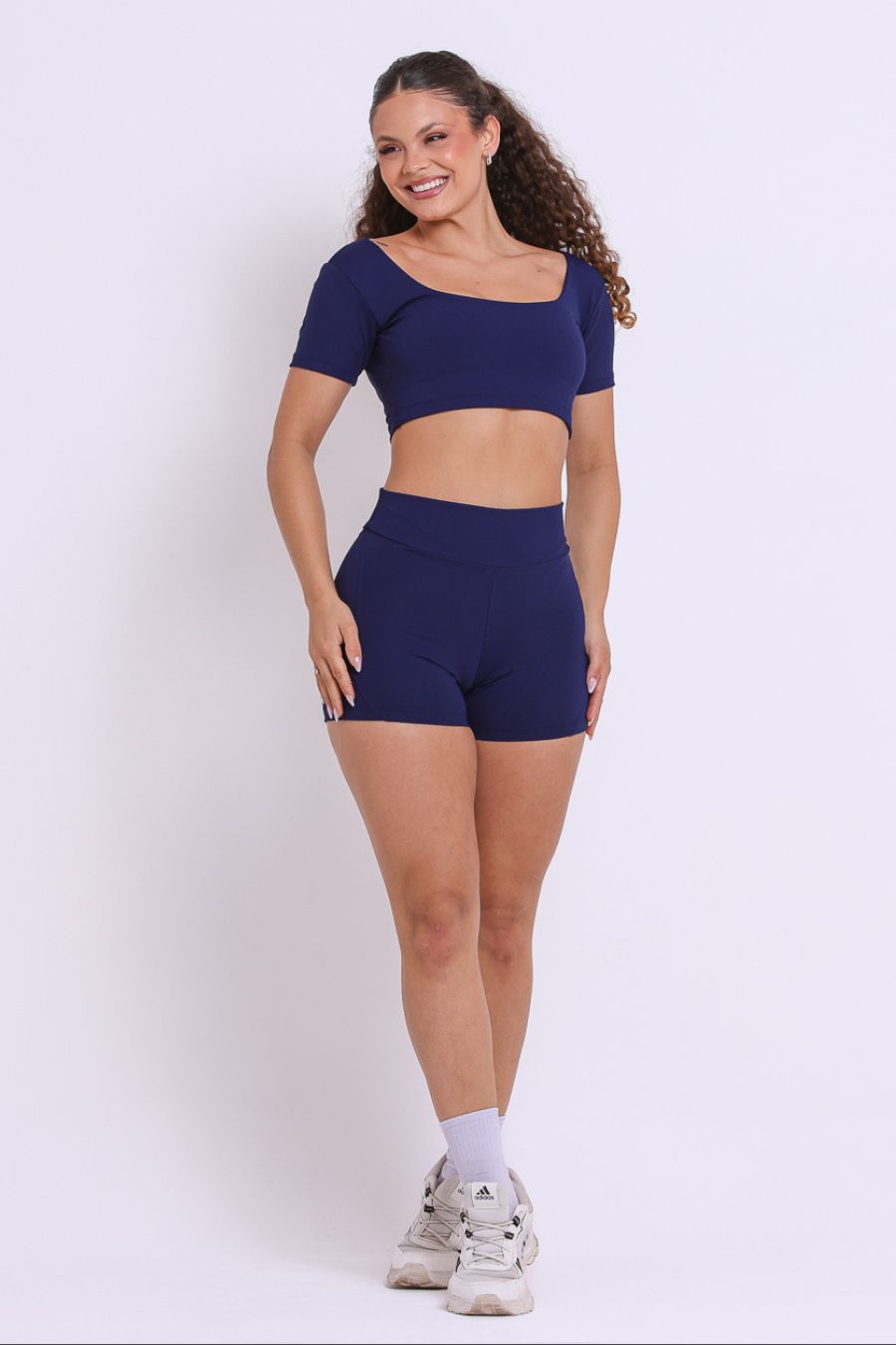 Conjunto Short + Cropped Manga Poliamida Leticia